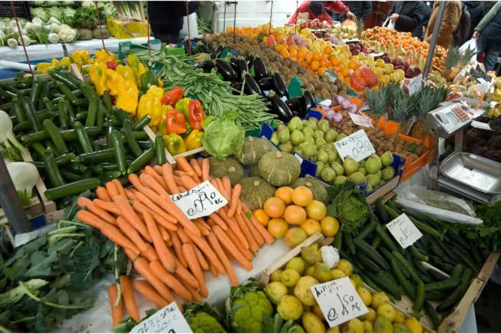 fresh fruit and vegetables market stall healthy eating